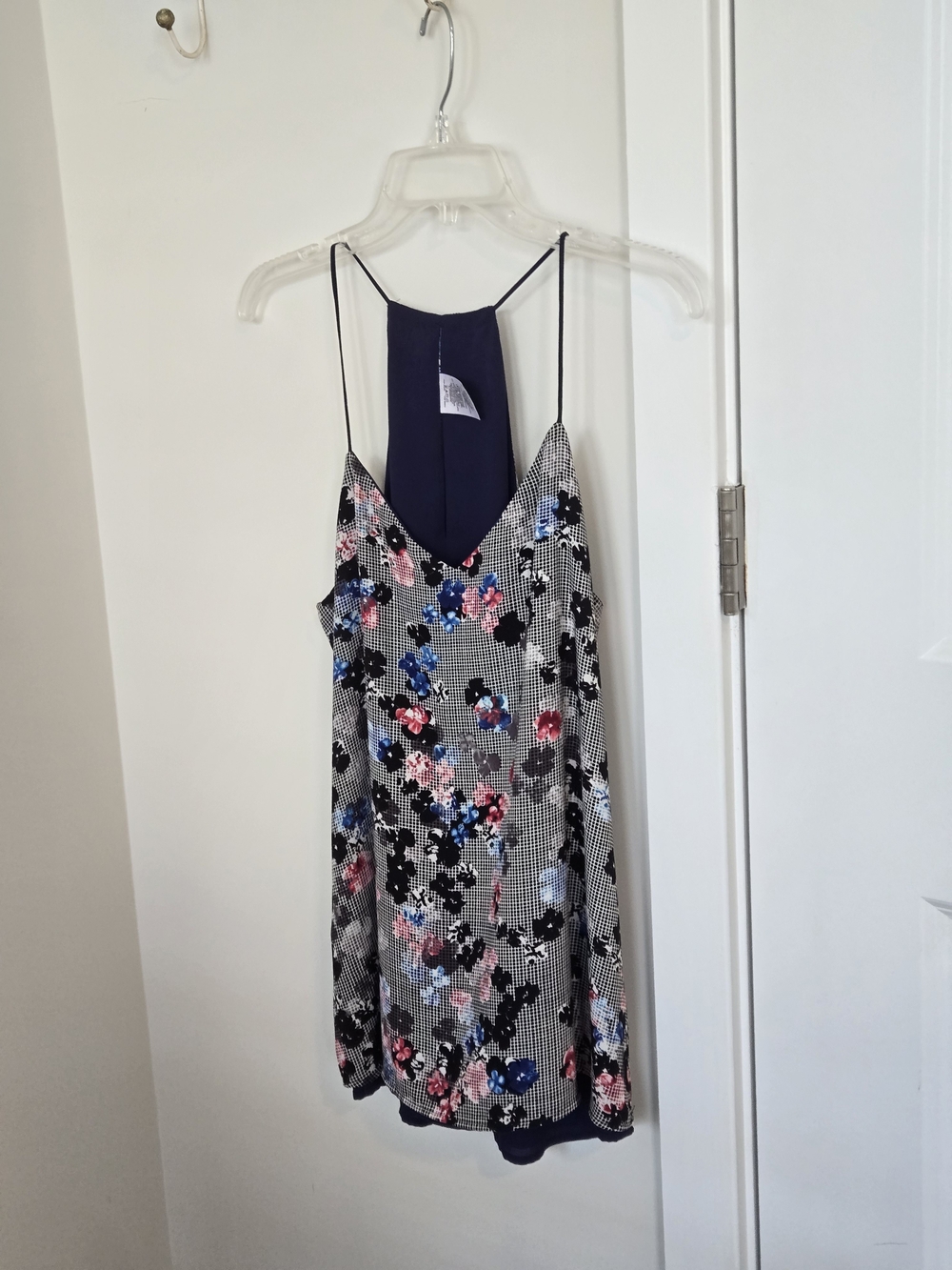 Express Floral Gingham Slip Cami in Navy, Pink, and Blue